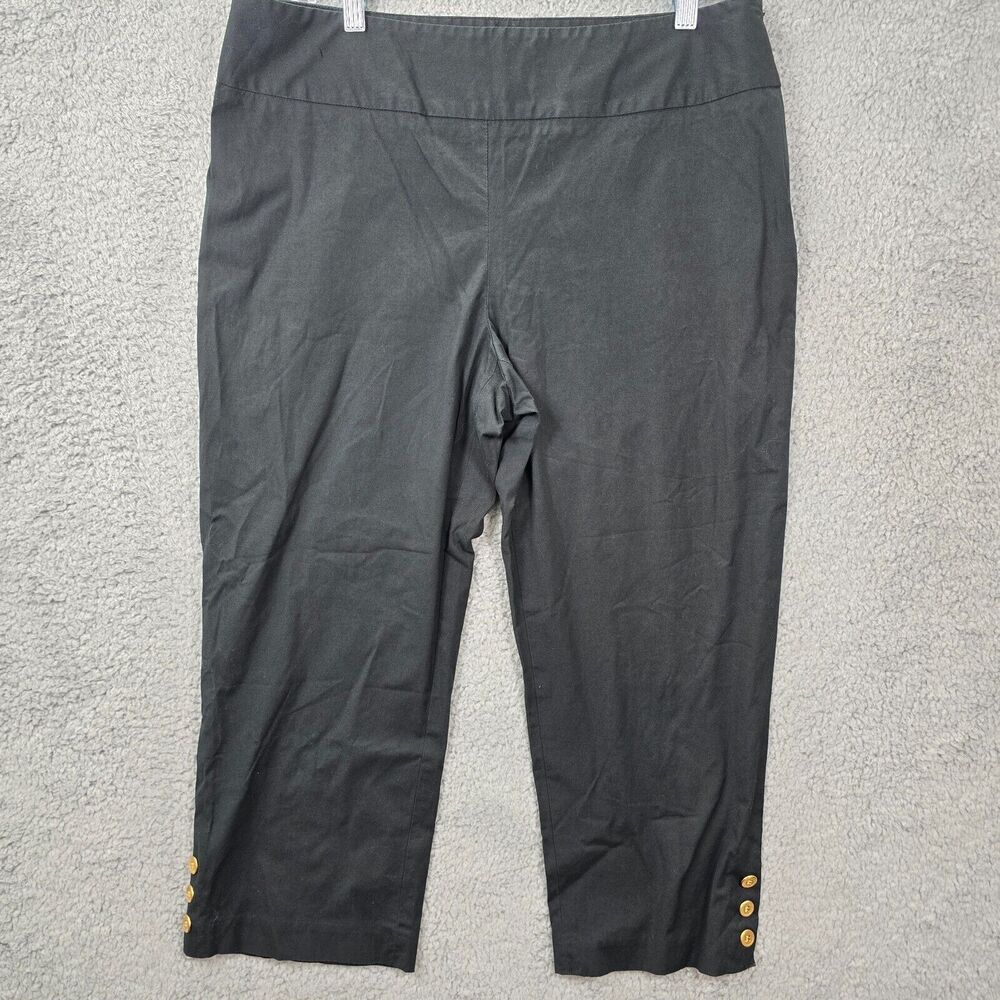 J. McLaughlin Women's Cropped Solid Black Pants Stretchy Flat Front Size 12